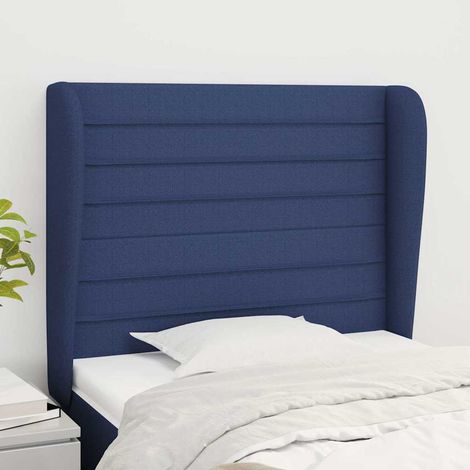 vidaXL Tête de lit avec oreilles Bleu 103x23x118/128 cm Tissu (1/5)