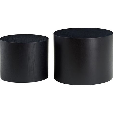 Set de 2 mesas auxiliares redondas nido de MDF negro HOMVRA (1/5)