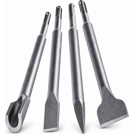 Set 4 Scalpelli SDS Plus per Martello Demolitore 2 Spatola, 1 Punta, 1 Scalpello