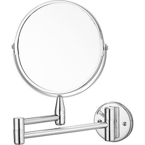 Specchio da esterno pieghevole e retrattile, resistente alla luce solare, ingrandimento 2x, senza fori, superficie piana, materiale metallo/alluminio, argento (1/5)