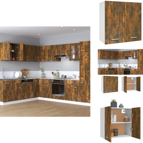 Hängeschrank Räuchereiche 60x31x60 cm Holzwerkstoff - Küchenregal - Hängeschrank - Holzküche - Küche Organisation - Regal Braun (1/5)