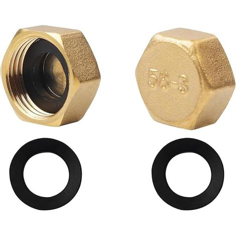 Lot de 2 bouchons d'obturation 1/2" pour conduite d'eau - Avec joints d'étanchéité - Pour tuyaux de jardin et d'extérieur (1/5)