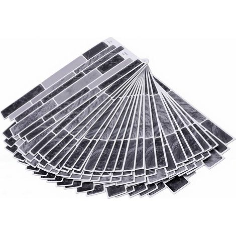 Dosseret à DéColler et à Coller, Carrelage Mural Auto-adhésif en PU PET, 24 Pièces de 9,69 X 4,72 Pouces, Autocollants de Carrelage 3D pour Cuisine, Salle de Bain, Buanderie, Locataires (1/5)