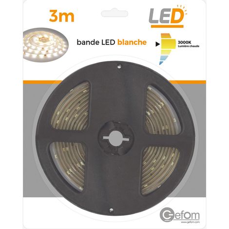 Bande led 9W 3m chaude 3000K avec interrupteur (1/2)