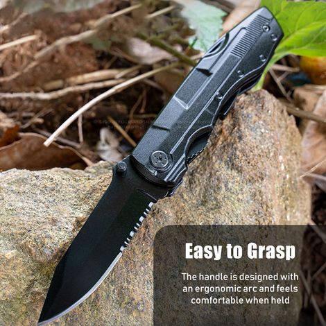 Pince Multifonction Noire Pliable Mini Outil de Survie Compact pour Camping et Randonnée-KZQ (1/2)