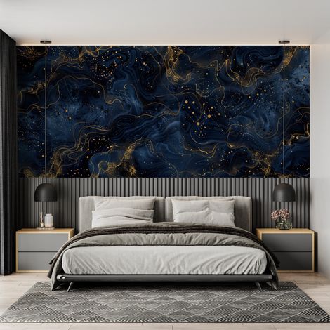 Papier Peint Art & Déco - Tourbillon de Nuit Dorée - 150 x 250 cm (1/2)