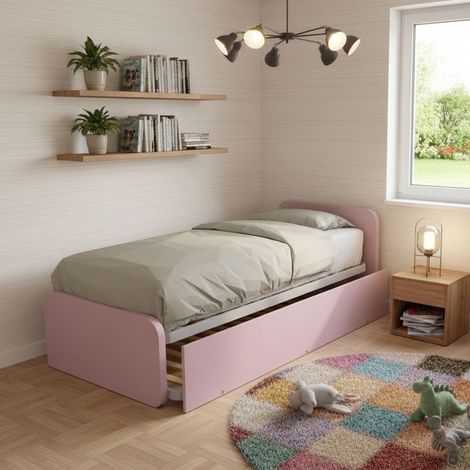 Letto singolo con letto estraibile, trasformabile in matrimoniale. Testate personalizzabili, reti in acciaio e doghe in faggio - Cipriaf3c4ff