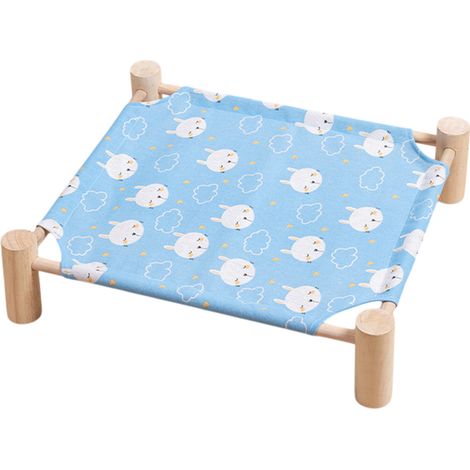 1 lit pour chat, structure surélevée en bois, tissu respirant, usage intérieur/extérieur, adapté chats et chiens de taille moyenne (1/5)