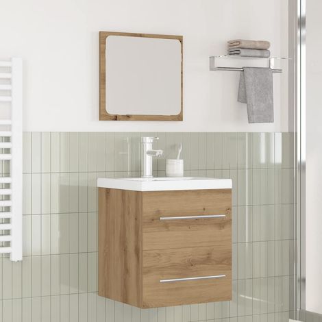 vidaXL Set di mobili per il bagno 2 pcs Rovere nero Legno multistrato (1/5)