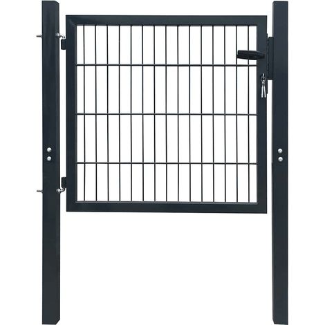 Portail de clôture-Portail de Grillage de jardin 2D (simple) Gris anthracite 100x80 cm (1/5)