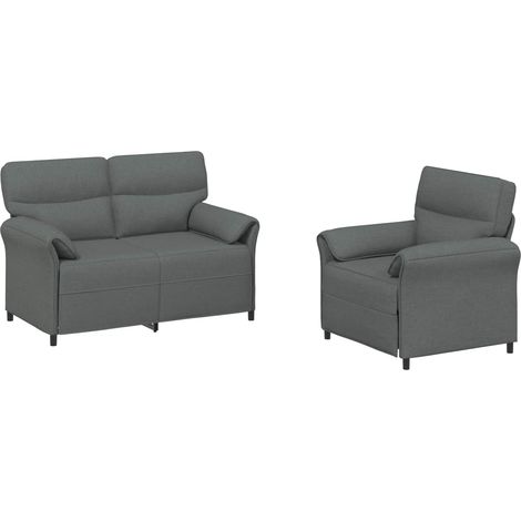 Set di divani 2 pz Grigio Scuro Tessuto vidaXL (1/5)