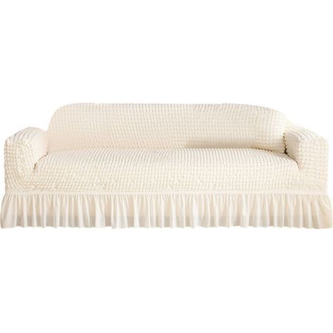 Housse de canapé en seersuckers extensible avec-blanc crème S (1/5)