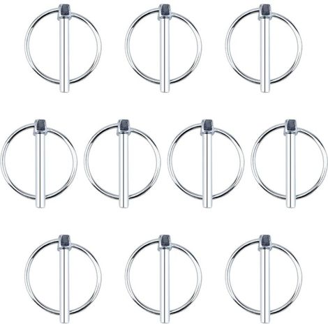 Lot de 10 Goupilles de Verrouillage en Acier Carbone, Diamètre 6 mm, pour Attelage de Remorque, Rail de Ferme et Équipement de Pelouse