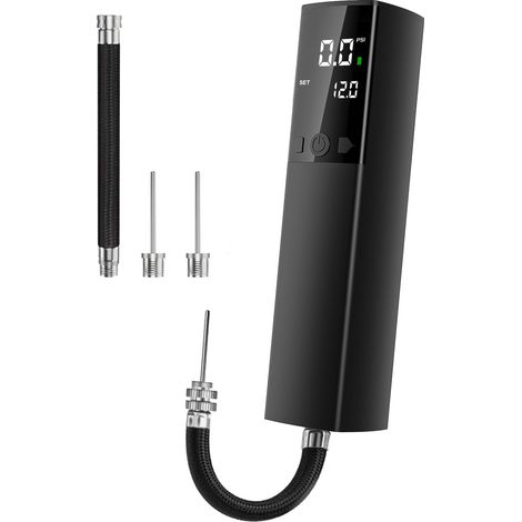 Elektrische Ballpumpe, Intelligente Luftpumpe, Tragbar, Schnelles Aufpumpen des Balls mit Präzisem Manometer und Digitalem LCD-Display für Fußball, Basketball, Volleyball(2 Nadeln und 1 Düse)