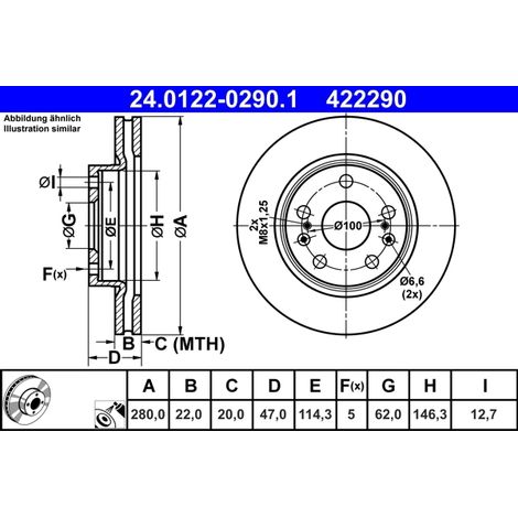 Lot de 2 Disques de frein ATE 24.0122-0290.1 SUZUKI 55311-61M00 55311-61M10