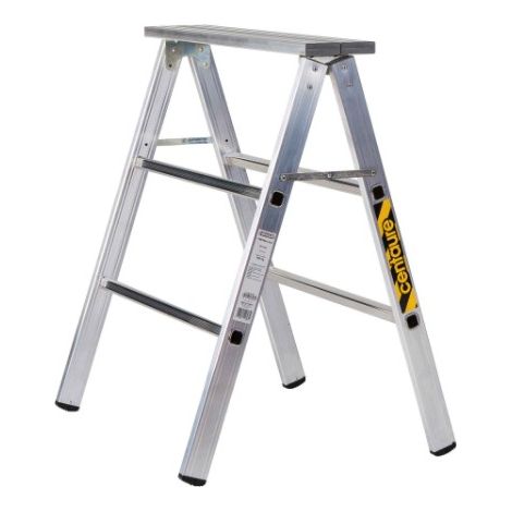 Centaure – Tréteau pliable aluminium 150 kg – Largeur 79 cm – Longueur 85 cm – Plateau supérieur monobloc 16 cm – Profils striés pour adhérence