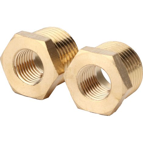 2pcs Réducteur Laiton Hexagonal 1/2 NPT Mâle vers 1/4 NPT Femelle Raccord Tuyau Accessoire Auto (1/5)