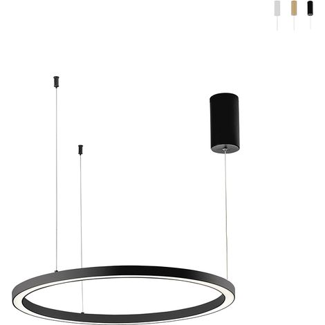 Lámpara colgante LED diseño redondo minimalista 80cm Hoop - Negro (1/2)
