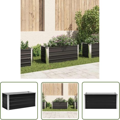 The Living Store Lit surélevé de jardin Anthracite 100x40x45 cm Acier galvanisé - Jardinière - Bac De Plantation - Pot De Fleurs Extérieur - Fleurissement - Décoration Extérieure (1/5)