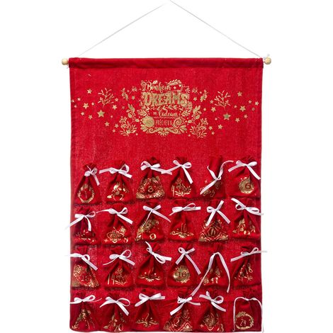 Déco de Noël Calendrier de l'Avent en tissu Rouge avec 24 Pochons H 65 cm - Feeric Christmas (1/3)