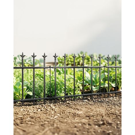 Clôture Métal 30cm H x 41cm L, 5 Panneaux, Longueur Totale 2m, Bordure de Jardin Antirouille, Barrière pour Animaux Facile à Installer pour Jardin Pelouse Terrasse Parterre, Noir (1/5)