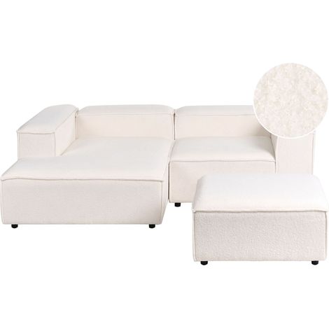 Modul Ecksofa 2-Sitzer ARDAL mit Ottomane Bouclé Cremeweiß rechtsseitig (1/5)
