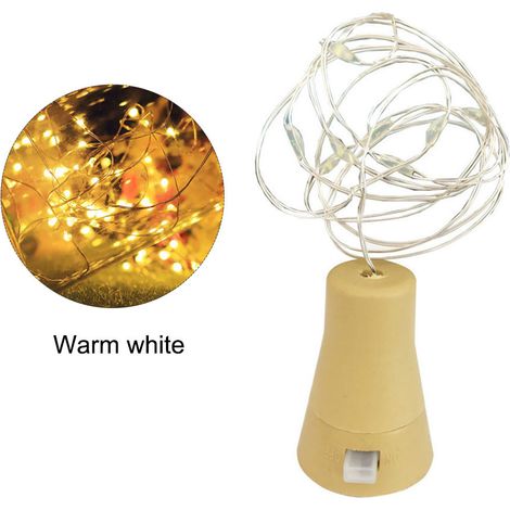 Guirnalda de luces solares para botellas de vino IP44, 10 LED, cable de cobre, para patio y jardín. (1/5)