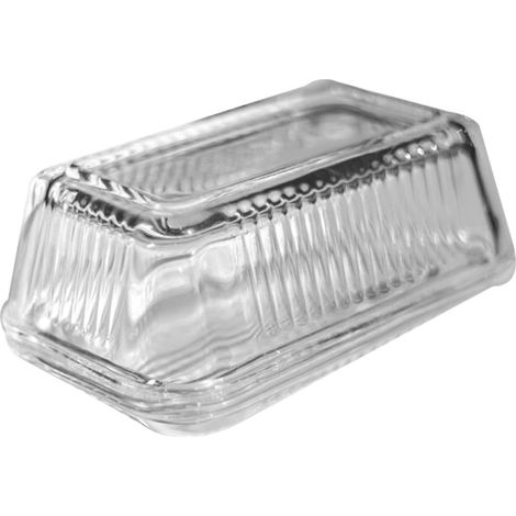 Récipient Multifonctionnel en Verre Transparent 17x11x7,8 Cm, Plateau à Fromages et Beurrier, Verre Épaissi, Cuisine et Présentation de Desserts, Plateau de Service Polyvalent (1/5)