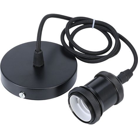 Retro pendant light, E27 spiral socket, minimalist pendant light, cable lamp holder, ideal for dining room and living room - black (1/5)