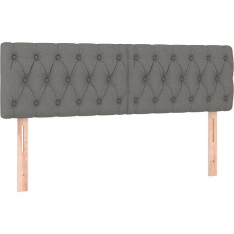 Testiera letto accessorio camera da letto mobili LED 144 x 7 x 78/88 cm tessuto grigio scuro TDL0201144