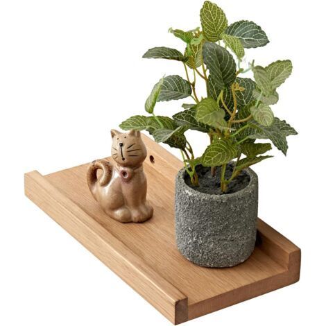 1 Wandregal aus Massivholz, Eiche, 30 cm, Tragkraft 22 kg, schwebendes Design, für Wohnzimmer, Schlafzimmer, Küche (1/5)