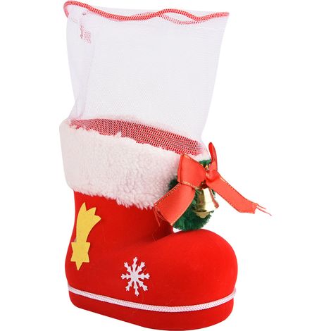 Botte De Noël En Peluche - Décoration Suspendue Pour Sapin - Porte-Bonbons Avec Cordon - Grand Format (1/5)