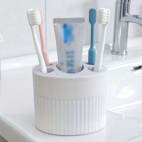 Modernes Organizer-Set aus Kunststoff für Zahnbürsten und Zahnpasta – 4 Fächer (1 Stück) (1/5)