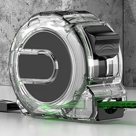 Mètre ruban rétractable épais en acier inoxydable pour le travail du bois, étui transparent inclus (7,5 m) (B) (1/5)