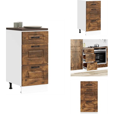 Armoire de cuisine Kalmar chêne fumé bois d'ingénierie - Armoire De Cuisine - Armoires De Cuisine - Meuble D'évier - Meuble D'évier De Cuisine (1/5)