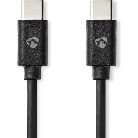 Nedis USB-Kabel / USB 2.0 / USB-C™ Stecker / USB-C™ Stecker / 60 W / 480 Mbps / Vernickelt / 2.00 m / Rund / PVC / Schwarz / Box