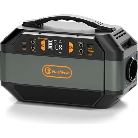 FlashFish Station électrique portable FlashFish P56 300W/330W, générateur solaire avec prise AC pure sinus, USB-C PD 60W, QC3.0, DC, camping (1/5)