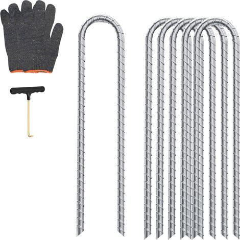 Hochleistungs-Erdanker, U-förmige Zeltnägel, 6er-Pack, 30 cm, stabile, verzinkte Gartenklammern, Bodenpfosten für Camping, Zelte, Pavillons, Outdoor-Aktivitäten, verbessert die Stabilität (1/5)