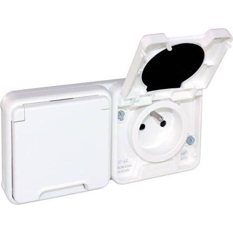 Double Prise horizontale 2P+T complet encastré - IP55 - OXXO Blanc - Eur'Ohm