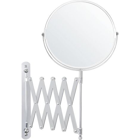 Miroir Grossissant Mural Extensible et Pivotant à 360° - Grossissement x3 - 22 x 21,7 cm - Mirroir Murales Salle de Bain Double Face en Acier Inoxydable pour Maquillage et Rasage (1/5)