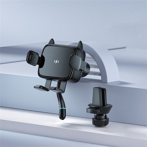15-W-kabelloses Autoladegerät mit 2-in-1-Handyhalterung und automatischer Haltefunktion für Armaturenbrett und Lüftungsschlitze – Schwarz (1/5)