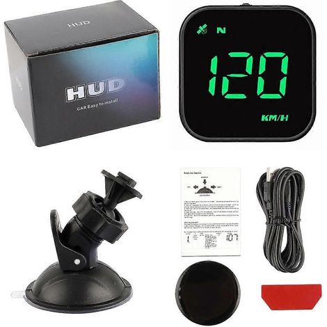 Compteur de vitesse numérique GPS HUD pour voiture, affichage tête haute (mph/km/h), boussole, alarme de survitesse. (1/4)