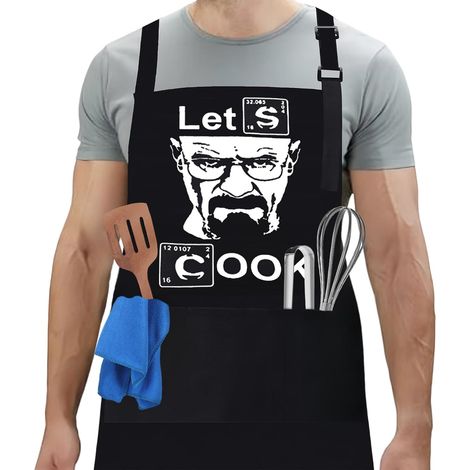 Tablier de Cuisine, Tablier Personnalisé pour Homme Femme, Tabliers Barbecue Étanche avec Poches, Tabliers Cuisine Humour RigoloRéglable, pour Barbecue Fête, Fête des Pères, Anniversaire (1/5)
