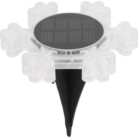 Lampe solaire de jardin en forme de flocon de neige, étanche (IP65), 3 modes d'éclairage, avec socle de fixation au sol, lumière chaude pour allées et jardins. (1/5)