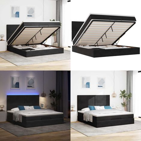 vidaXL Ottoman-Bett mit Matratzen & LEDs Schwarz 180x200 cm Samt (1/5)
