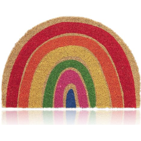 Relaxdays Felpudo de Coco, Semicircular, 40x60 cm, Alfombrilla Arcoíris, Interior y Exterior, Antideslizante, Multicolor (1/5)