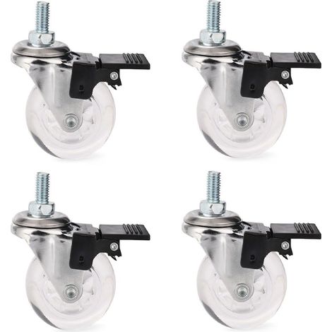 Lot de 4 roulettes pivotantes avec pernos filetés M8 x 15 et roulements à billes, roulettes pour meubles avec rotation à 360°, petites roulettes pour meubles, roulettes pour charges lourdes (1/4)