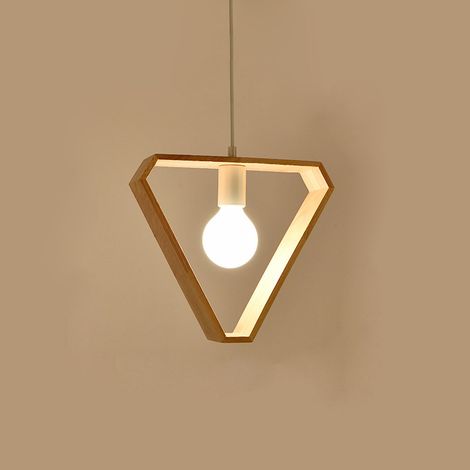 Creative E27 Industrial Style Wooden Pendant Lights, Modern, Contemporary Ceiling Light (Triangle Shape) (1/4)