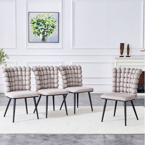 sedia seduta pranzo velluto grigio chiaro metallo OKMYHOME (1/5)