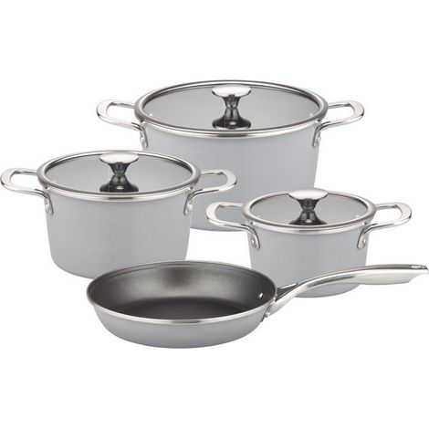 Batteria da cucina - Tutti i fuochi, incluso induzione - GSW - STRATOS - Acciaio smaltato - 7 pezzi - Grigio (1/5)